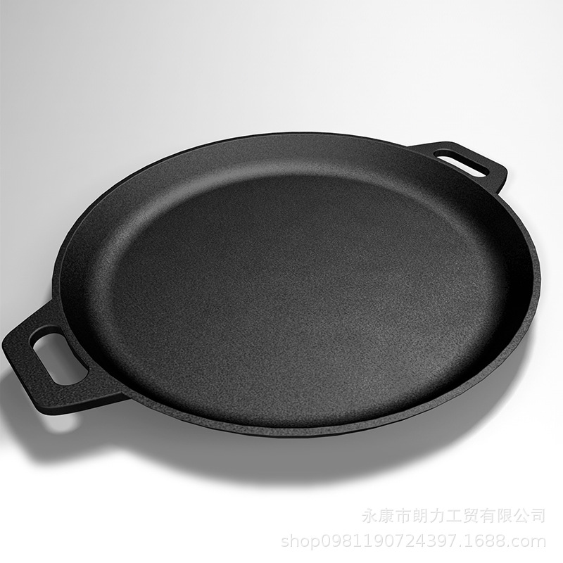 加厚平底锅30cm生铁无涂层摊煎饼果子烙饼家用燃气灶不粘煎盘烤锅|ru