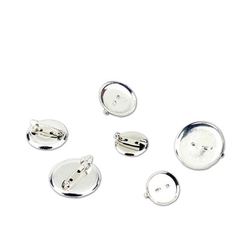 DIY jewelry accessories metal round disc buckle pin bottom brooch accessories safety pin tray bottom setting