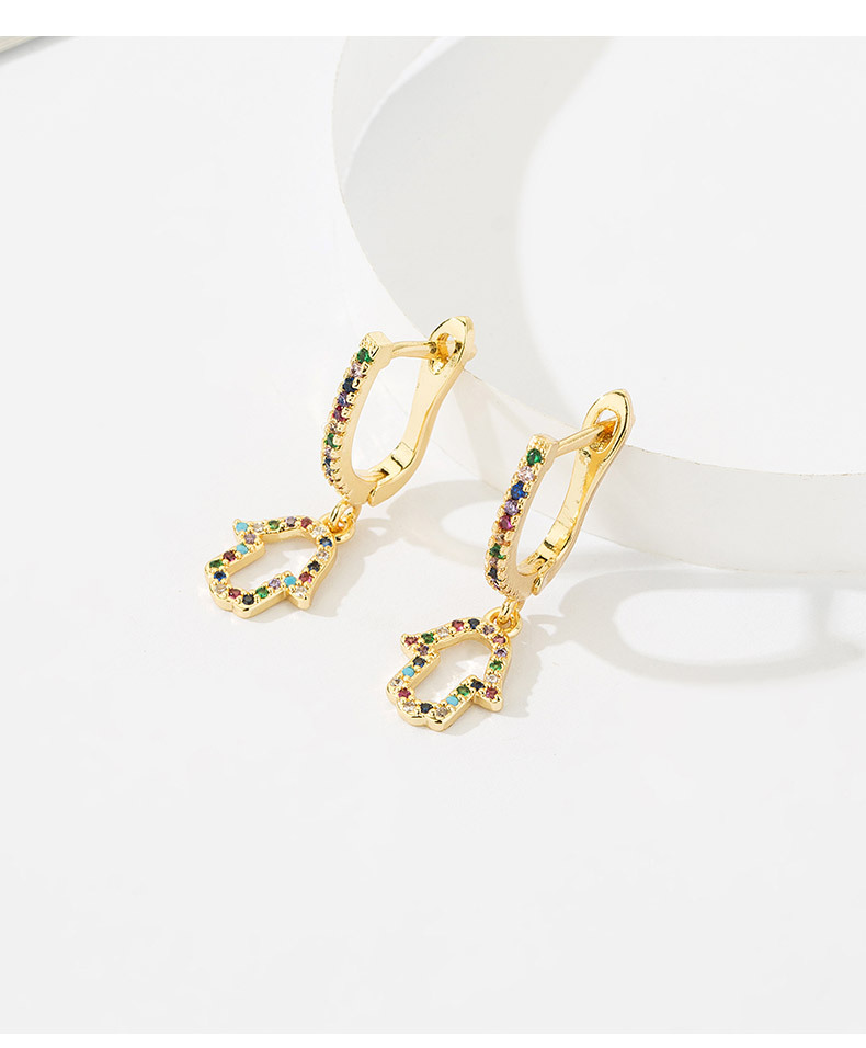 Colored Zircon Earrings Female Alloy Diamond Earrings display picture 5