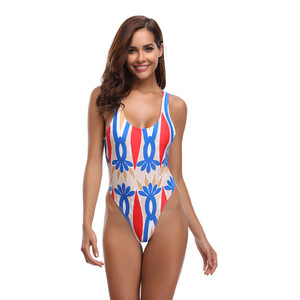 New bikini swimsuit sexy back-proof printed swimsuit waist-slim 