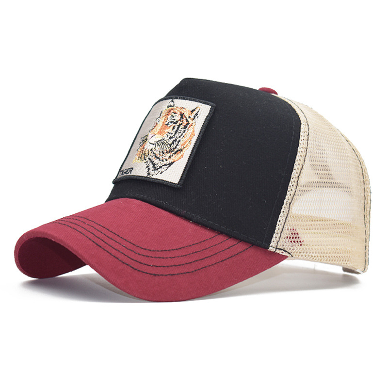 Popular Amazon bordado animal de algodón de malla gorra de béisbol de las mujeres de los hombres de deportes al aire libre gorra enarbolada