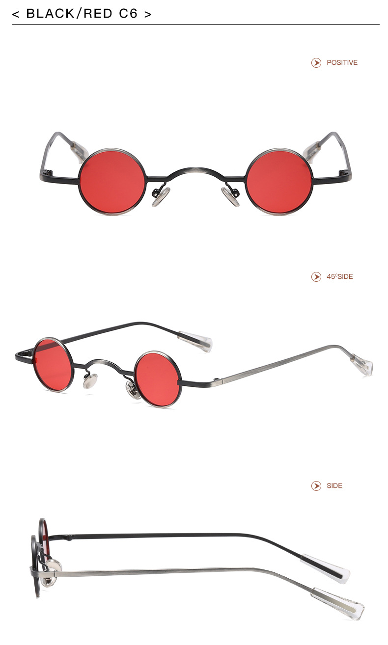 30g Weight Full Frame Glasses Structure Sunglasses Classification Tac, UV400 Protection Lens Material Round Frame Glasses Style Party, Stage Occasion Solid Color Pattern All Seasons Season Women's Gender Retro, Punk Style Retro Punk Solid Color Tac UV400 Protection Round Frame Full Frame Women's Sunglasses 17