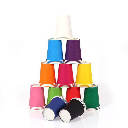 Wholesale diy disposable paper cups 10 colors mixed thickened color paper cups kindergarten children's handmade creative materials