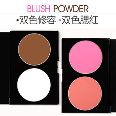 跨境腮紅裸妝修容持久自然提亮膚色彩妝工具雙色腮紅廠家直銷