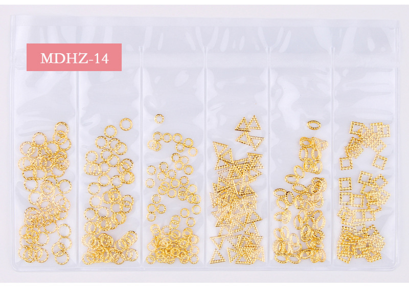 14g Weight Nail Decoration Accessories Nail Supplies 1 Set Quantity Metal Material Geometric Pattern Simple Style Style Factory Mixed New Nail Beauty Ornament Metal Hollow Japanese Star Moon Ocean 6 Grid Nail Decoration 3