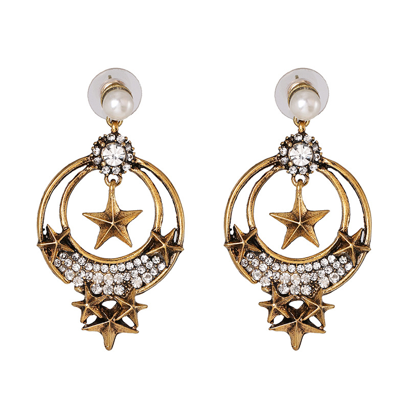 Court Style Earrings Women Baroque Geometric Pentagram Stud Earrings display picture 6