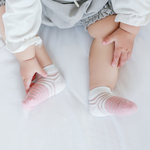 19新款婴儿袜子夏季超薄网眼透气宝宝船袜冰丝棉0-1-3-5岁儿童袜