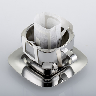 Stainless steel Coffee cup and saucer suit double-deck Anti scald heat preservation vacuum square tea with milk Beidie Tea cup European style