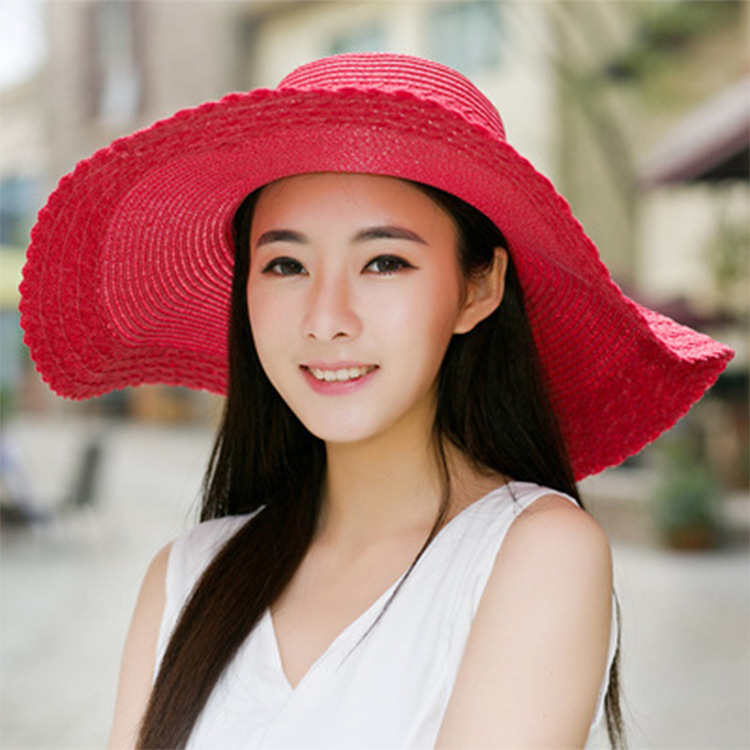 Nihaojewelry Bow Decor Big Eaves Sunscreen Straw Hat Wholesale display picture 8