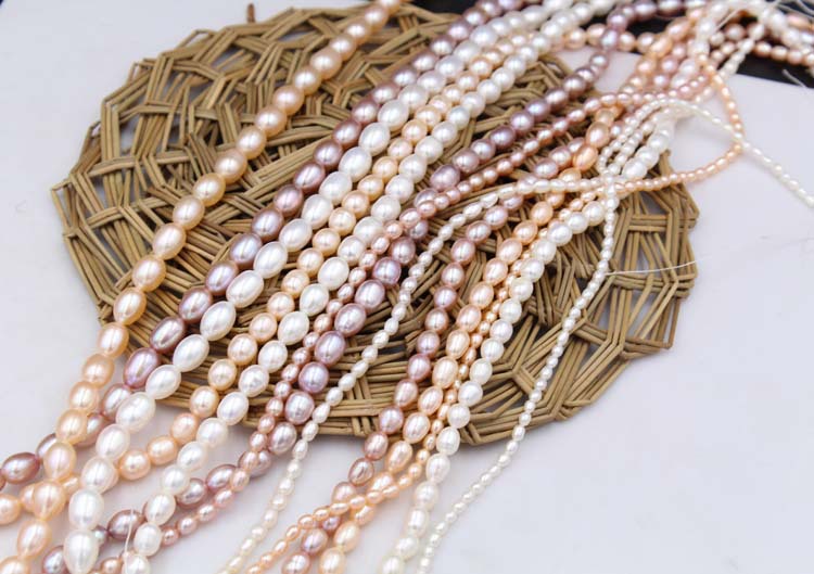 Handmade Beaded Hairpin Diy Ornament Material Natural Freshwater Pearl Strong Light Rice-shaped 2-9mm Small Rice-shaped Beads Scattered Beads display picture 2