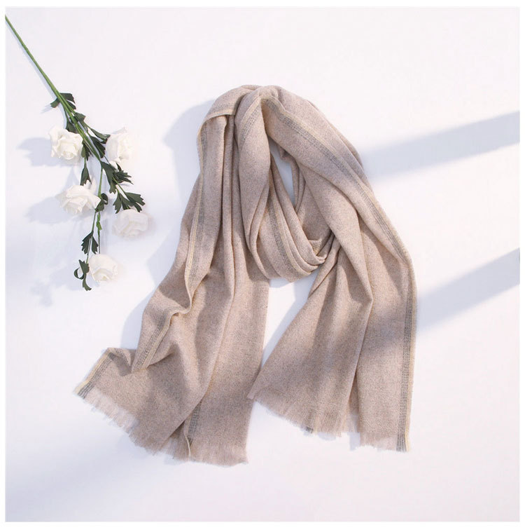 Color Border Scarf Female Autumn And Winter Long Section Thick Couple Students Warm Warm Wild Imitation Wool Scarf Tassel display picture 7