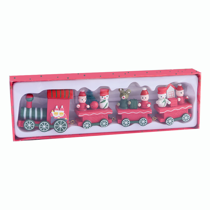 Decoraciones navideñas tren de madera para niños kindergarten Navidad regalos navideños adornos de ventana de escritorio de Navidad