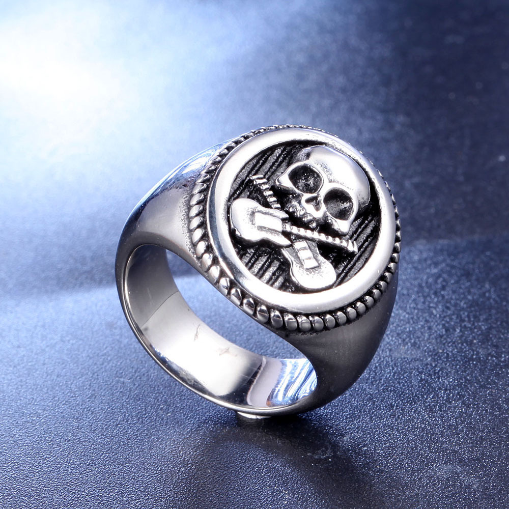 25g Weight Rings Classification 1 Piece Quantity Daily Occasion Titanium Steel Material Retro Punk Skull Titanium Steel Metal Halloween Men'S Rings