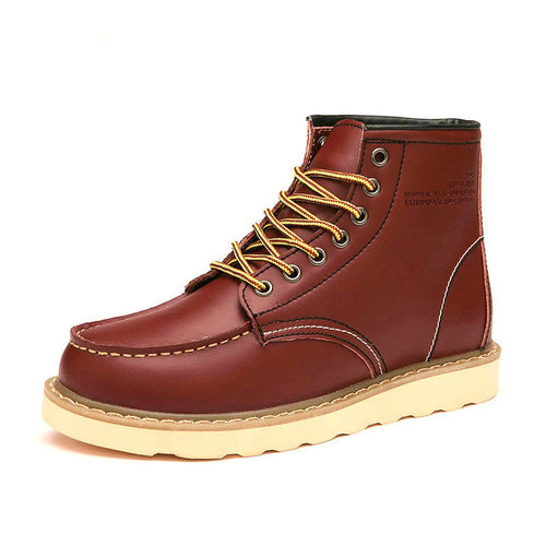 Cross-border Martin boots men's British casual trendy high-top shoes genuine leather couple work boots large leather shoes