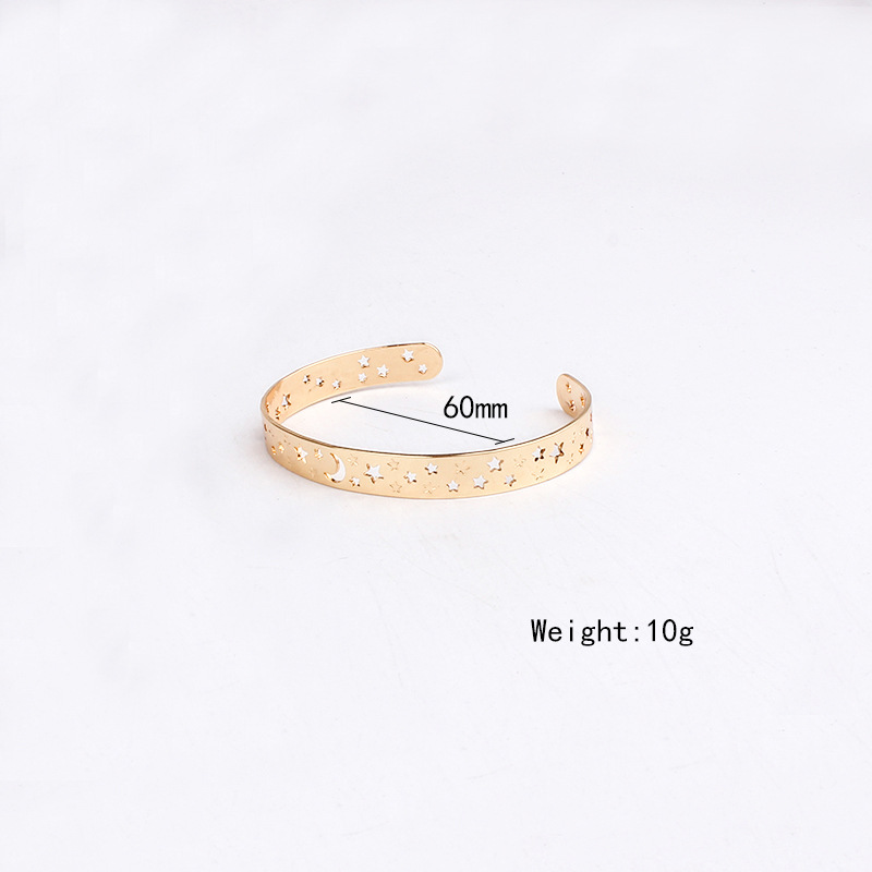 12g Weight No Inlaid Inlay Material Hot Selling Fashion Popular Five-pointed Star Hollow Bracelet Retro Fashion Bracelet