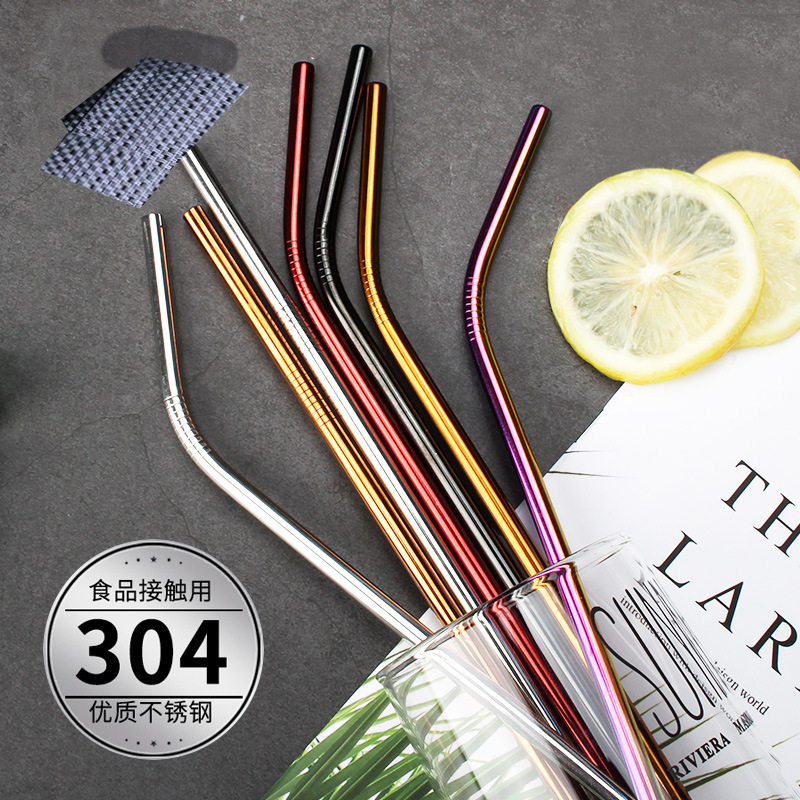 wholesale 304 Stainless steel straw Food grade Stainless steel straw colour suit coffee Tea beverages straw