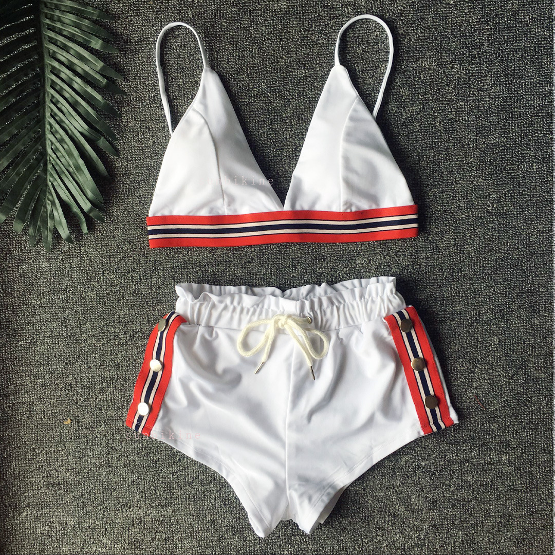 three-piece solid color split swimsuit bikini NSZO1710