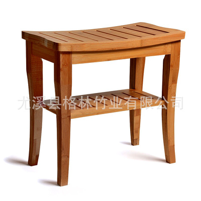 Shower Room stool Bath stool thickening waterproof Bamboo solid wood Shoe changing stool European style Stool Shower Room Zuodeng