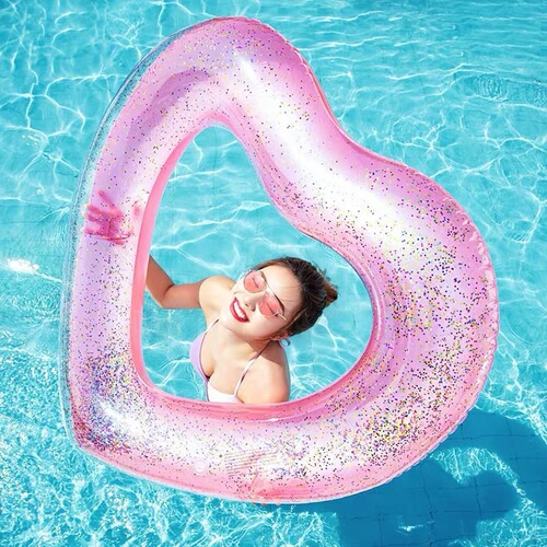 Wanmei wholesale swimming ring inflatable heart-shaped swimming ring thickened PVC love swimming ring water inflatable love floating row