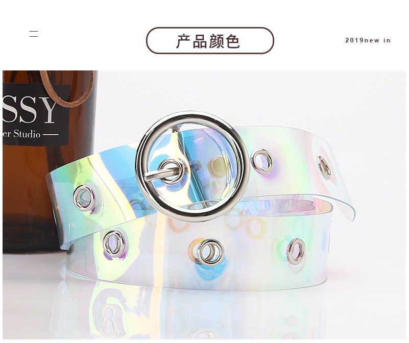 53g Weight Alloy, Plastic Material Round Pattern Women'S Gender Basic Style New Ladies Belt Korean Dazzling Pierced Transparent Belt Jeans Dress Decorative Belt Wholesale Nihaojewelry 3