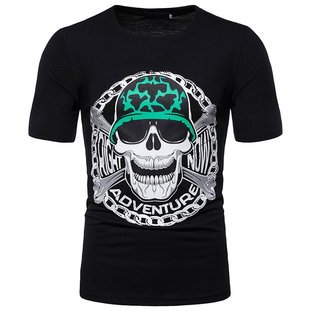 Men’s short sleeve T-shirt Chest Fashion Skull Printing Design 