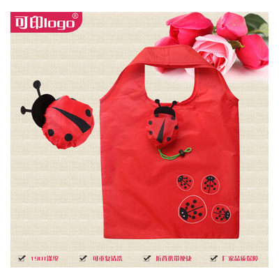批發現貨動物瓢蟲卡通折疊購物手提袋創意家居用品收納袋廠家