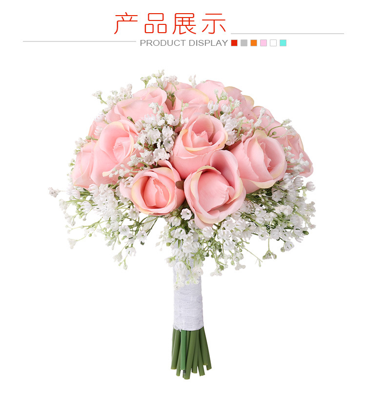 New realistic bride's hand bouquet, creative rose bouquet, wedding bride's forest-style hand bouquet, wholesale of wedding supplies detail image 7