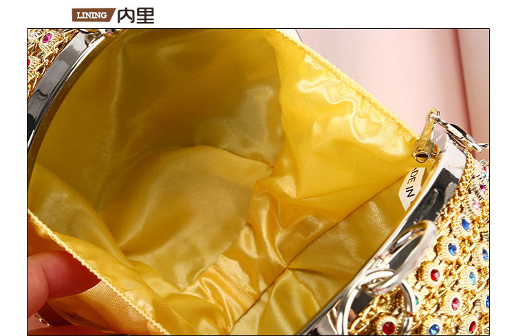 Dinner Bag Handmade Spherical Satin Satin Material Clutch Color Diamond Clutch display picture 5