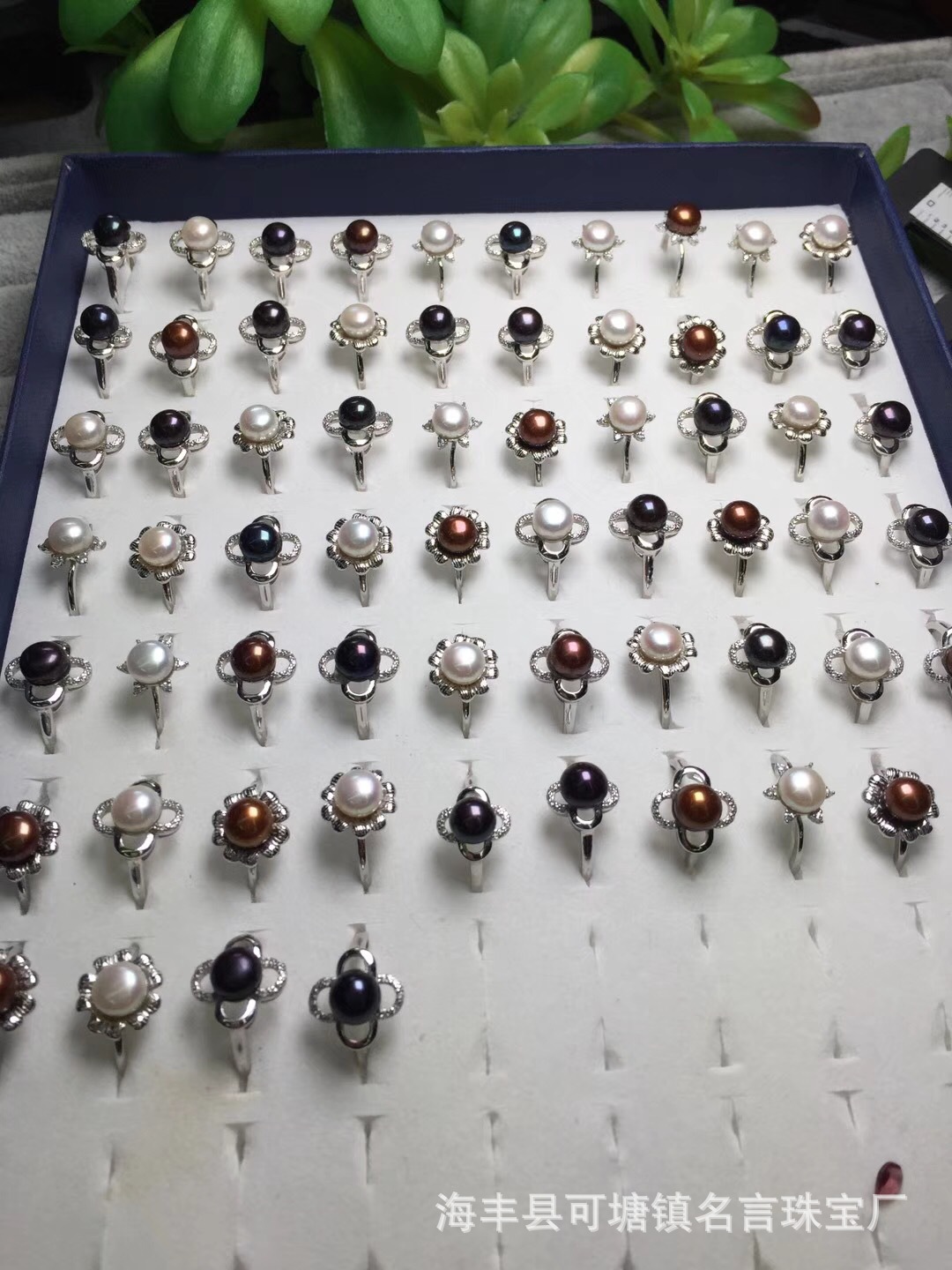 工厂批发 天然淡水珍珠戒指活口设计可调节 白铜手工镶嵌干净裸石|ru