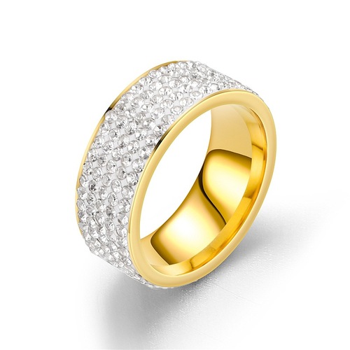Cross-border factory supply five rows of diamond rings European and American fashion stainless steel couple rings Yiwu jewelry wholesale