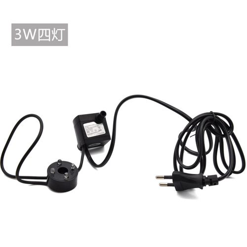3W water pump fish tank filter submersible pump ultra-quiet aquarium pump fountain water pump 3W 4 lights energy-saving pump