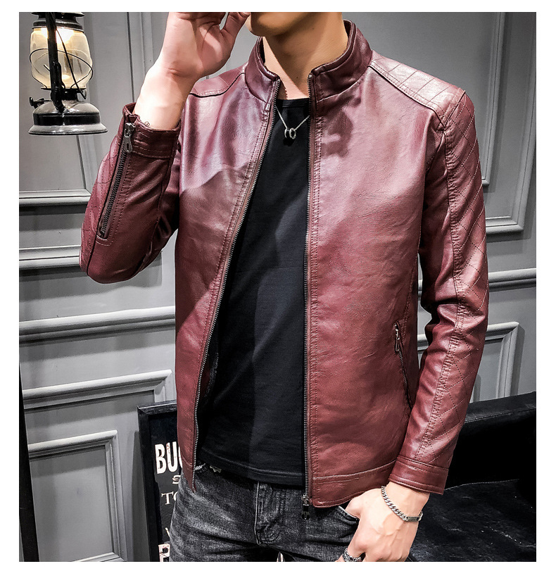 Men Faux Leather Jacket Motorcycle Men's Jackets Red