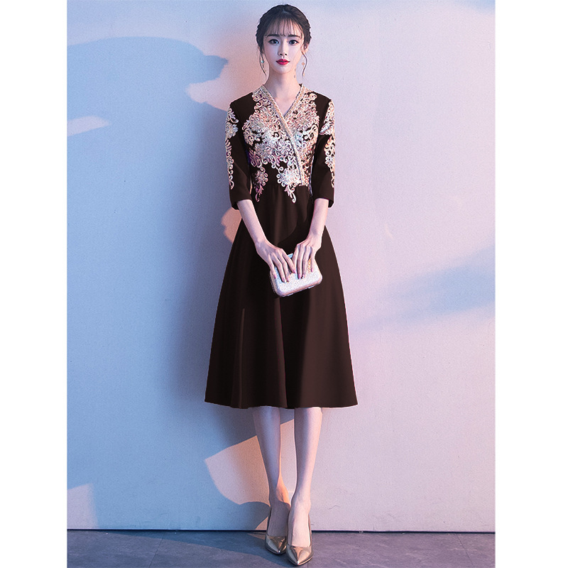 Evening Dresses cocktail party banquet dress vestido de banquete de cctel  Evening dress female black dinner party long meeting fishtail skirt