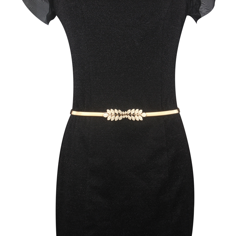 Women's Gender Polishing Design Basic Style Gold Color Basic Tree Leaves Knot Metal Polishing Women's Chain Belts