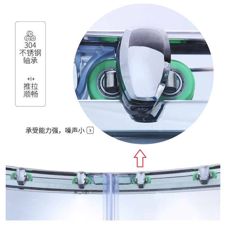 厂家批发不锈钢淋浴房弧扇形钢化玻璃隔断移门洗澡间