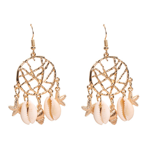 Fashionable shells, conches, starfish, dream catchers, cross-border accessories, European and American style summer earrings for women