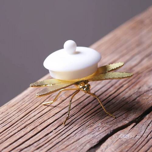 Da'antang factory wholesale dragonfly cover set pot pen mop pen holder kungfu tea set spare parts alloy tea ceremony