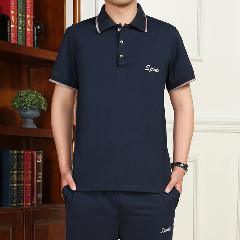 direct deal 2019 new pattern summer Short sleeved trousers Middle and old age leisure time suit Lapel Athletic Wear Dad installed