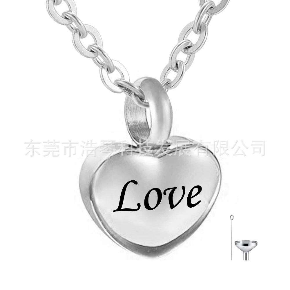 Европейские и американские популярные ювелирные изделия Персонализированная бутылка эфирного масла Мемориальный кулон для домашних животных из нержавеющей стали в форме сердца с гравировкой в форме сердца кулон