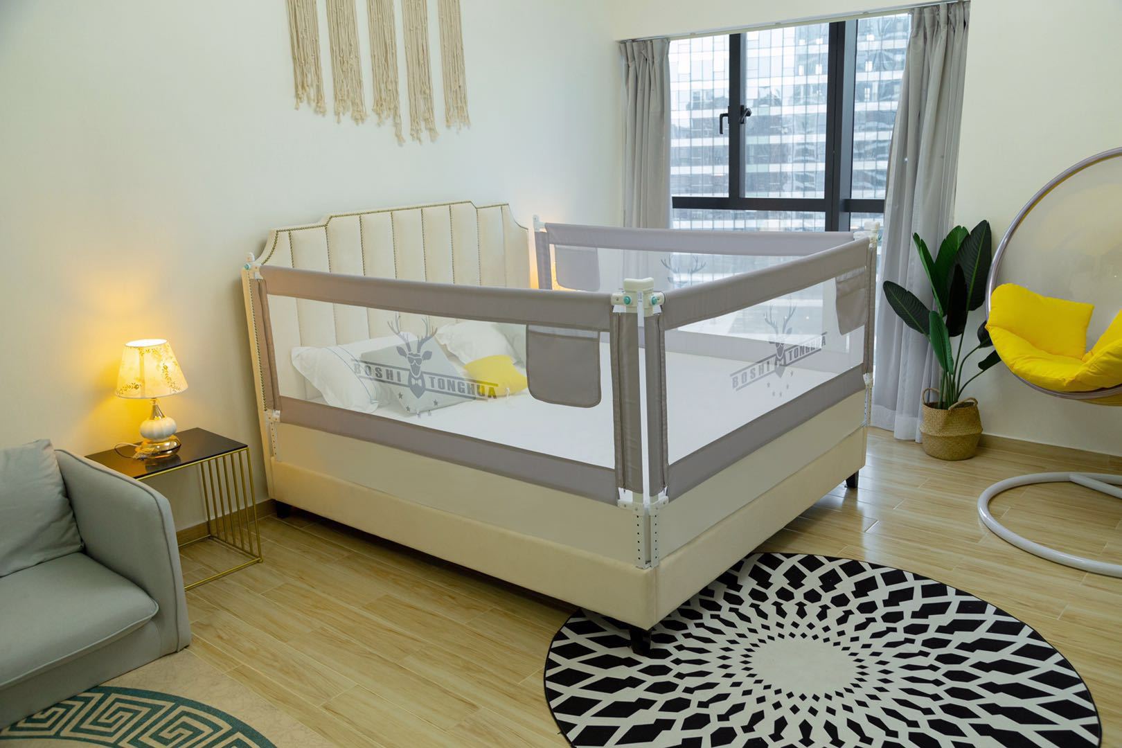 Bed Guardrail 2m 1.8m Large Bed Fence Baby Universal Anti-fall Bedside Barrier Vertical Rising Bed Guardrail 