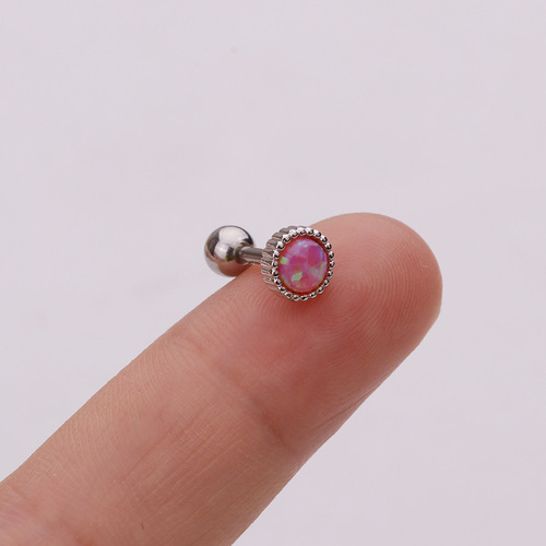 New opal earrings, stainless steel threaded ear bone nails, cartilage nails that don’t need to be removed when sleeping, ear piercing wholesale