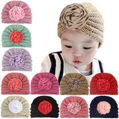 2022 New Autumn/Winter Warm Children's Knitted Hat, European and American Cute Princess Flower Hat, Baby Wool Hat