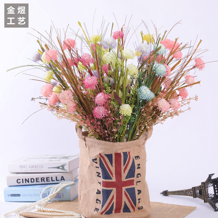 工厂现货塑料仿真花 绣球蒲公英花束 绢花人造花居家装饰花|ru
