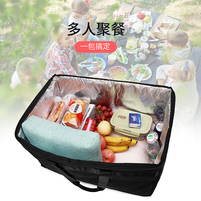 跨境热销大容量时尚午餐包 牛津布铝膜保温保冷袋 手提户外野餐包