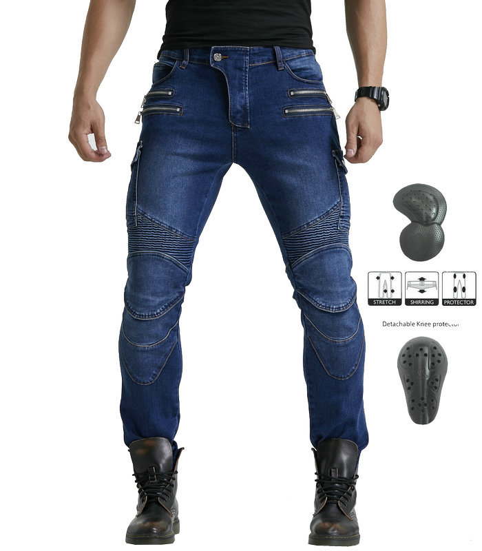 2018 productos genuinos Volero/motocicleta pantalones vaqueros de equitación casuales pantalones anti-caída de la motocicleta Pantalones rectos delgados