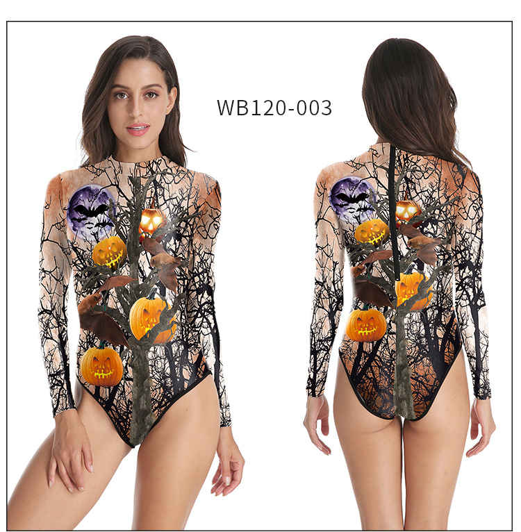 3d digital printing long-sleeved zipper one-piece swimsuit nihaostyles wholesale halloween costumes NSNDB78724