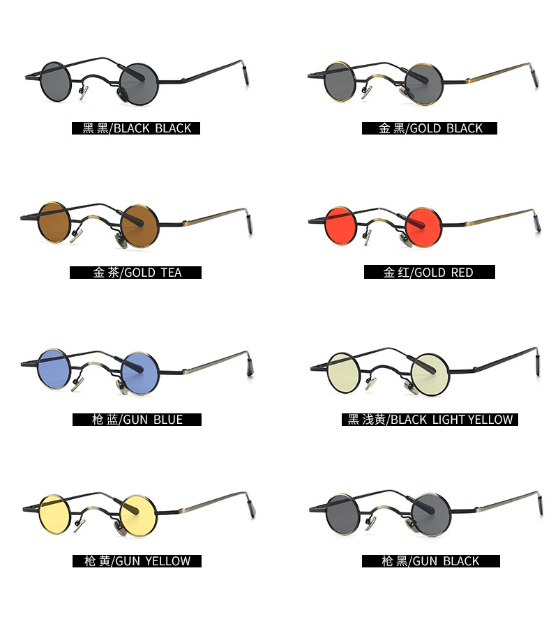 Cross-border Foreign Trade Steampunk Retro Round Narrow Lens Sunglasses display picture 18