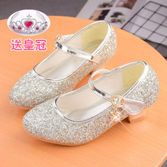 2020 New Women's Children's Shoes Fashion Match Stage High Heels Dance Performance Host Shoes Silver Princess Shoes