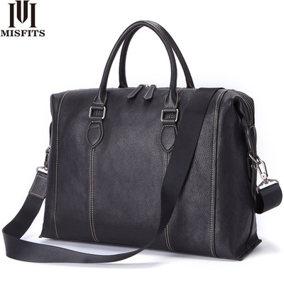 跨境爆款15寸休闲电脑包男士商务高档真皮横款公文包斜跨手提包