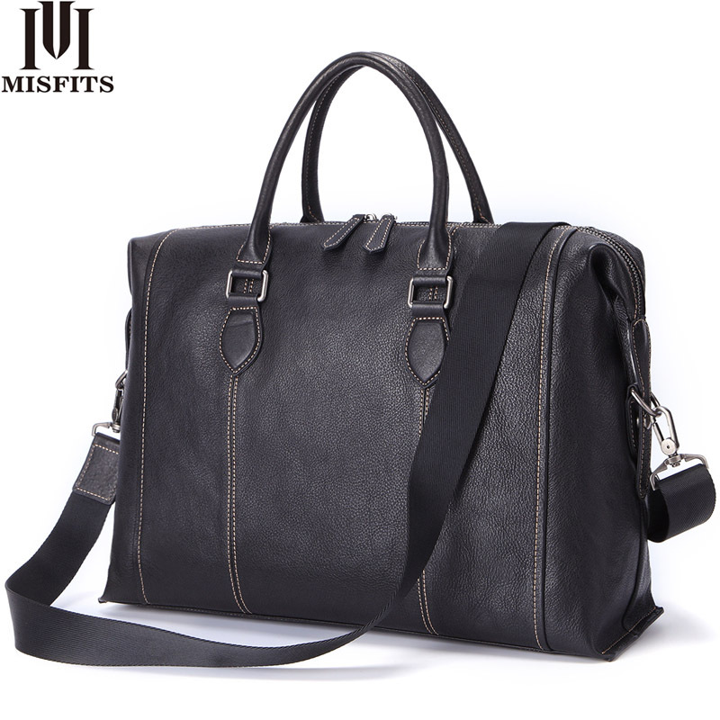 跨境爆款15寸休闲电脑包男士商务高档真皮横款公文包斜跨手提包